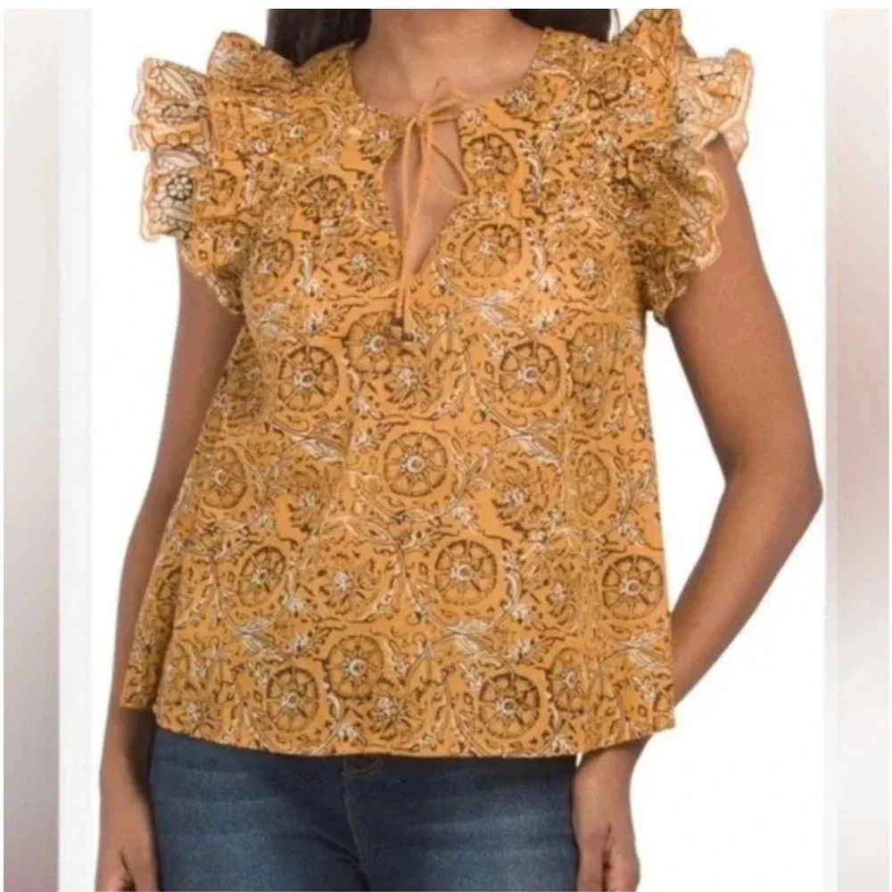 House of Harlow 1960 Women’s Flutter Sleeve Top Size X-Large